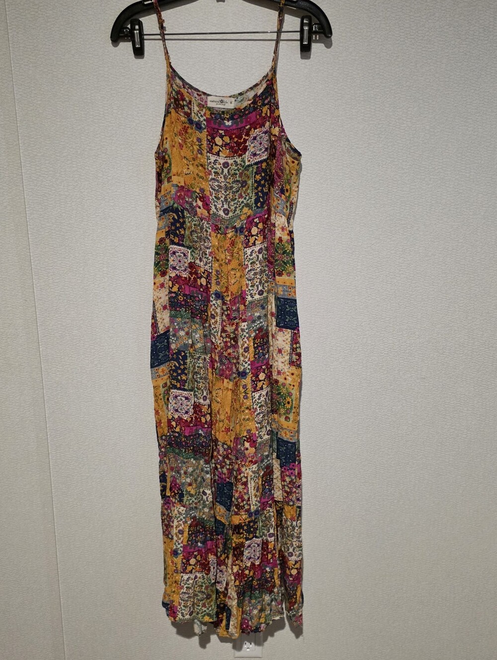 Natural Life Womens Floral Patchwork Wide Leg Jumpsuit Medium Comfy Colorful